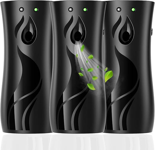 Automatic Air Freshener Spray Dispenser 3-Pack, Wall Mounted or Freestanding,Multiple Time Settings,Commercial and Home Use in Bathrooms, Offices, Living Rooms and Commercial Places (Black, 1121)