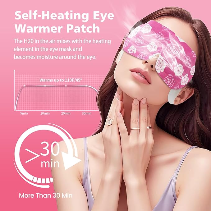18 Packs Steam Eye Mask for Dry Eyes Self Heating Masks Cornea Care Rest Disposable SPA Warm Compress,Eye Mask for Sleep,Stye Eye Treatment,Reduce Eye Fatigue Travel Essentials（Rose）