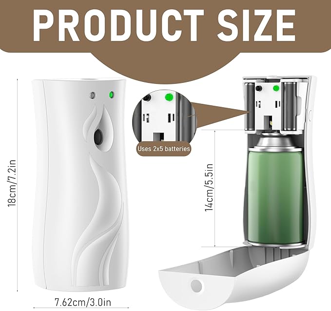 Automatic Air Freshener Spray Dispenser 3-Pack, Wall Mounted or Freestanding,Multiple Time Settings,Commercial and Home Use in Bathrooms, Offices, Living Rooms and Commercial Places (White, 1121)