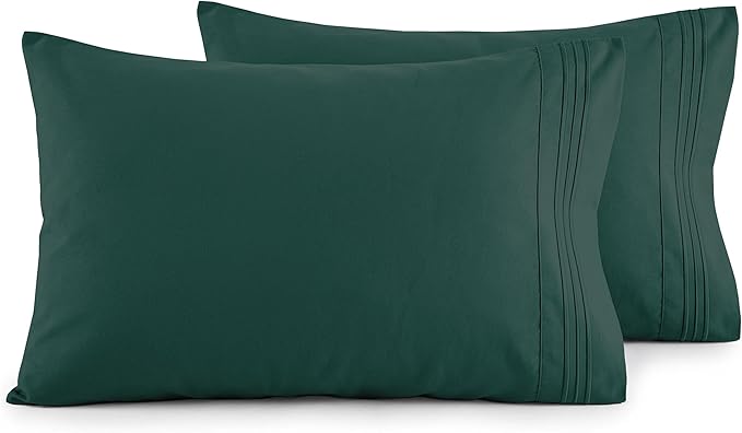 Elegant Comfort Luxury Ultra-Soft 2-Piece Pillowcase Set - 1500 Premium Hotel Quality Microfiber Double Brushed - Wrinkle Resistant, King Size, Hunter Green