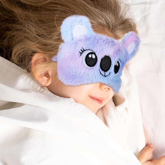 2 Pcs Plush Eye Mask Soft Sleeping Blindfold Eye Cover Comfortable Cute Animal Sleeping Mask Satin Nap Night Eyeshade Cover for Women Men Gift (Colorful, Koala Style)