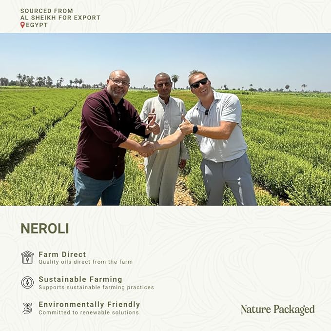 Neroli Essential Oil - Direct from Al Sheikh for Export Egypt - Steam Distilled - Aceite de Neroli for Aromatherapy, Massage, Diffuser, DIY Candle and Soap Making - 5ml