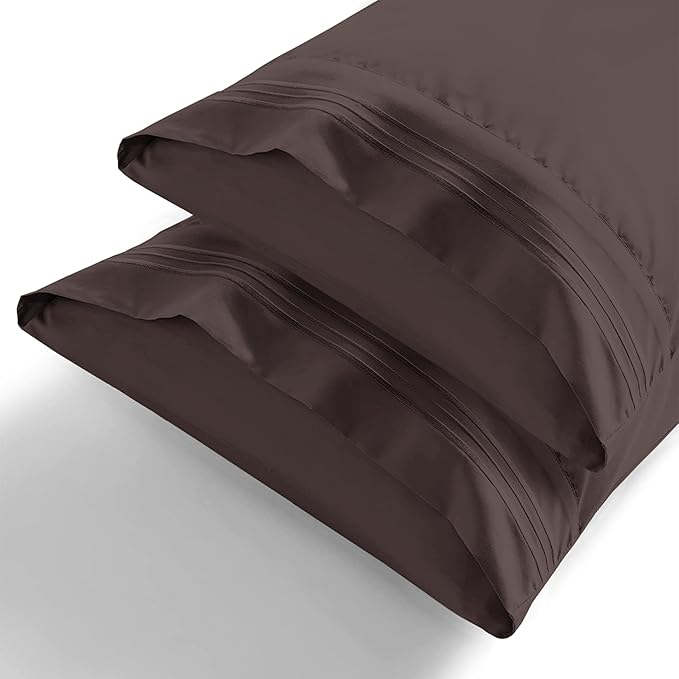 Elegant Comfort Premium Hotel Quality 2-Piece Pillowcase Set, Luxury & Softest 1500 Thread Count Egyptian Quality Bedding Pillowcases, Wrinkle and Fade Resistant,Chocolate Brown