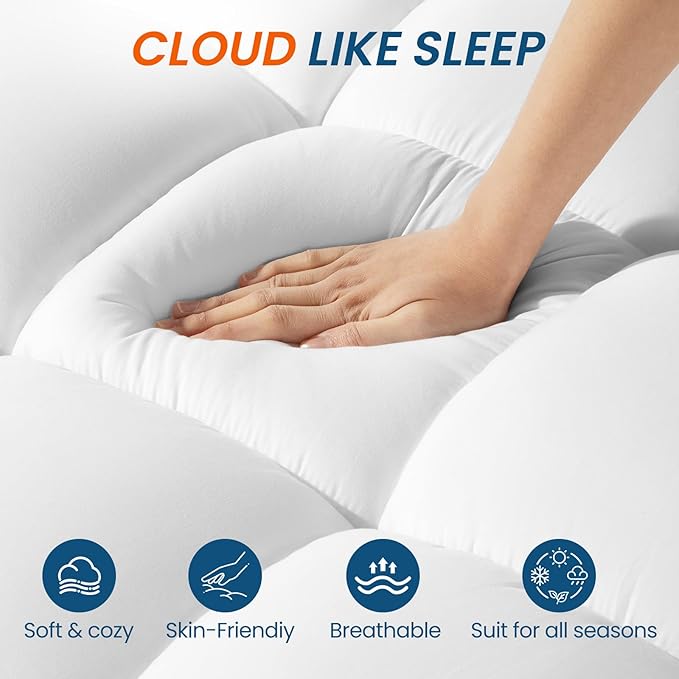 4 Inch Memory Foam Dual-Layer Mattress Topper Queen Size - 2Inch 1000GSM Quilted Pillow Top with Down-Alternative + 2Inch 5-Zone Egg Crate Memory Foam (Full, 54"x75")