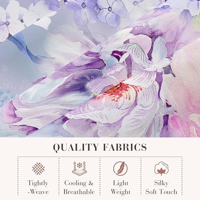 YIYEA King Size Pillow Cases Set of 4, Ultra Soft 1800TC Hotel Quality Double Brushed Microfiber Embroidered Pillowcases and Floral Pillow Covers, Envelope Closure, Fade Resistant (20"x36")
