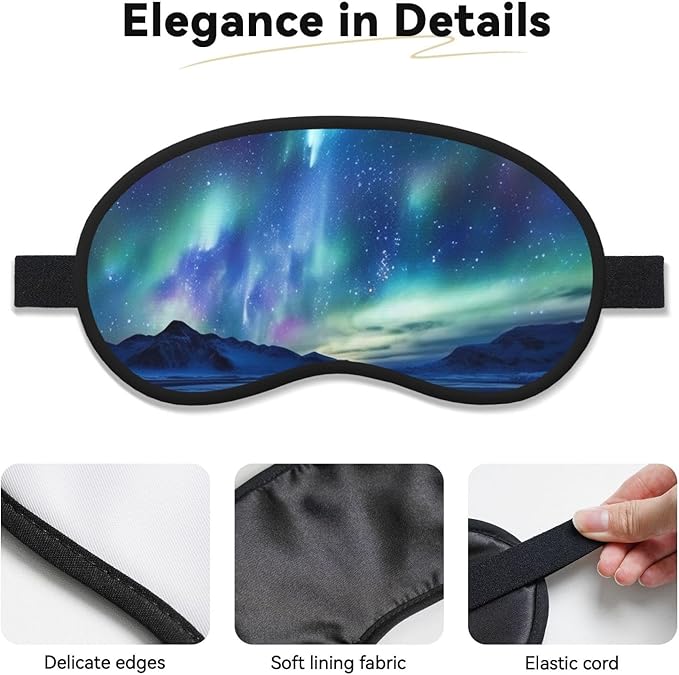 Northern Lights Sleep Mask for Women Men Soft Travel Eye Mask with Adjustable Straps Sleeping Eye Shade Cover for Travel Yoga Nap Sleeping