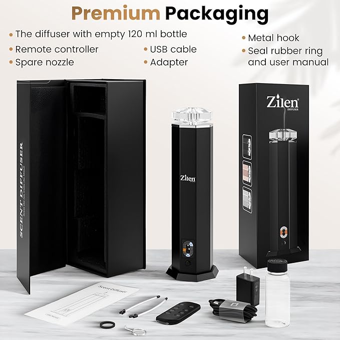 Limited Edition Design - Waterless Essential Oil Diffuser – 3600mAh Rechargeable Nebulizing Cold Air Scent Machine, Portable Luxury Crystal & Steel Design, Covers Up to 1,000 Sq Ft for Large Rooms