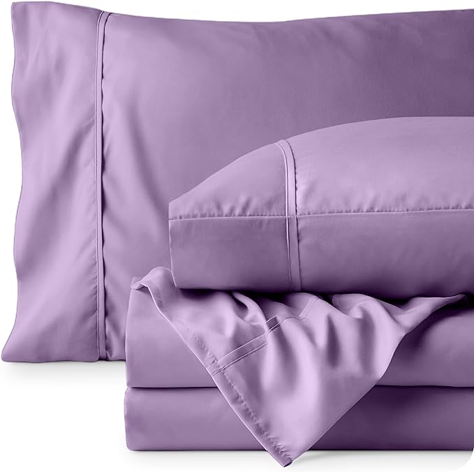 Bare Home Queen Sheet Set - 1800 Ultra-Soft Microfiber Queen Bed Sheets - Double Brushed - Deep Pockets - Easy Fit - 4 Piece Set - Bedding Sheets & Pillowcases (Queen, Lavender)
