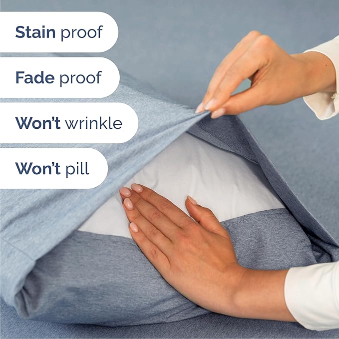 Queen 6 Piece Sheet Set - Comfy, Breathable & Cooling - Soft Hotel Luxury Bedding for Women, Men, Kids, Teens and Children - 1 Flat & 1 Fitted Sheet & 4 Pillowcases with Deep Pockets - Heathered Blue