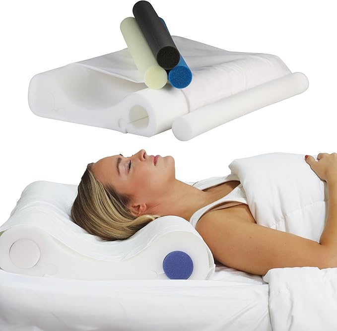 Core Products Double Core Select Cervical Pillow – Orthopedic Neck Support with 4 Adjustable Rolls for Pain Relief, Alignment & Posture – Contoured for Side & Back Sleepers – Assembled in USA