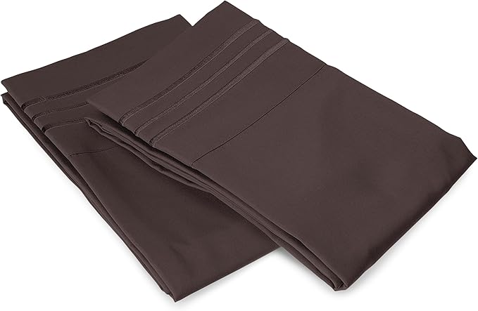 Elegant Comfort Premium Hotel Quality 2-Piece Pillowcase Set, Luxury & Softest 1500 Thread Count Egyptian Quality Bedding Pillowcases, Wrinkle and Fade Resistant,Chocolate Brown