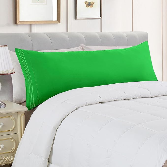 Elegant Comfort Luxury Ultra-Soft 1-Piece Pillowcase Set - 1500 Premium Hotel Quality Microfiber Double Brushed - Wrinkle Resistant, Body Pillowcase Size, Emerald Green