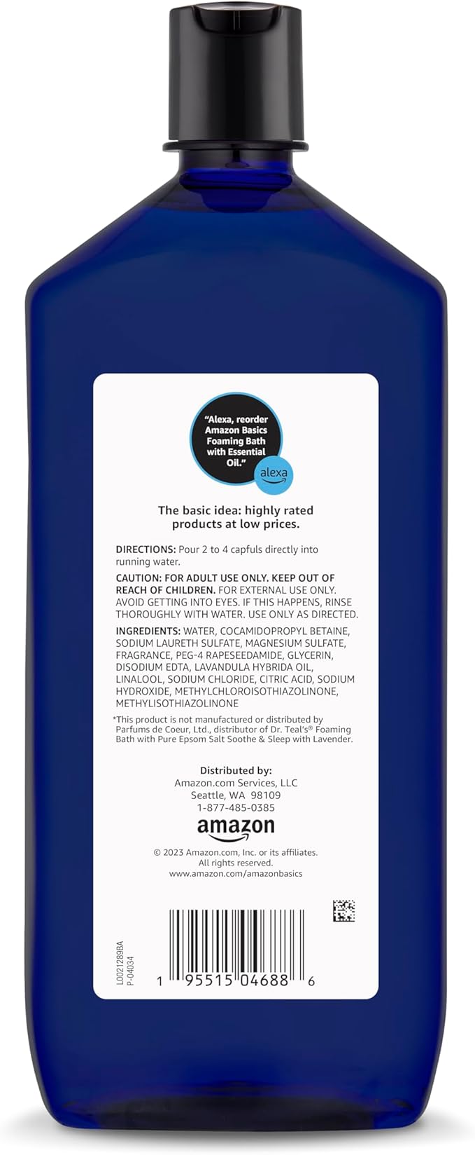 Amazon Basics Lavender Scented Foaming Bath with Essential Oil and Epsom Salt, Soothing, 34 Fluid Ounce (Pack of 2)