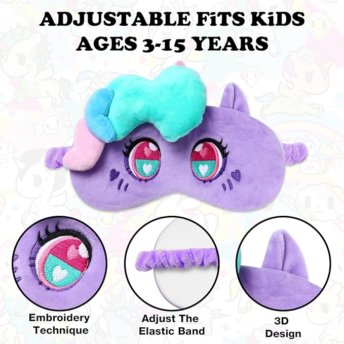 Tokidoki Official Unicorno Sleep Mask Super Soft & Eye Mask for Women Men Washable Blindfold with Adjustable Elastic Strap Blackout Eye Mask for Travel Nap Home Birthday Gift for Family Friend-Lily