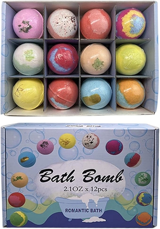 Bath Bubble Balls - Moisturizing Bath Foaming Set, 12 Pcs Skin Hydrating Bathing Supplies Pack, Relaxing Aromatherapy Spa Care Bombs, Home Shower Wellness Kit, Family Friends Self Care Gift Use
