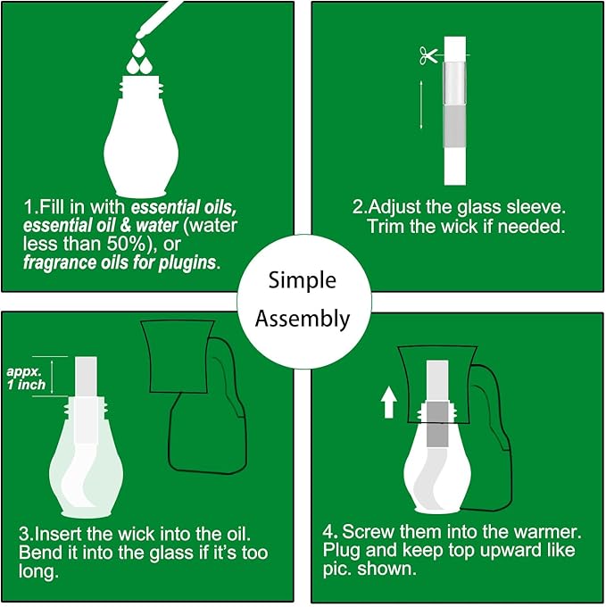 Blank Plug in Air Freshener Polarized Wall Plug Oil Diffuser for DIY Characteristic Home Scent from Natural Essential Oil, EO+Water, Fragrance Refill (White 2 Sets)
