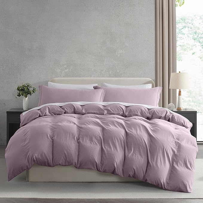 Nestl Twin Duvet Cover Set - Soft Double Brushed Dusty Purple Duvet Cover Twin/Twin XL, 2 Piece, with Zipper Closure, 1 Duvet Cover 68x90 inches and 1 Pillow Sham