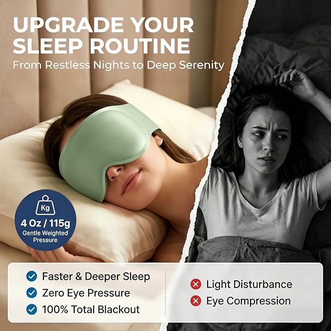 Weighted Eye Mask for Light Blocking: 3D Contoured Sleep Mask for Lash Exentions - Soft Breathable Fabric,Full Coverage - Eye Cover for Long Flight, Train Nap Essentials,Road Trip Companion