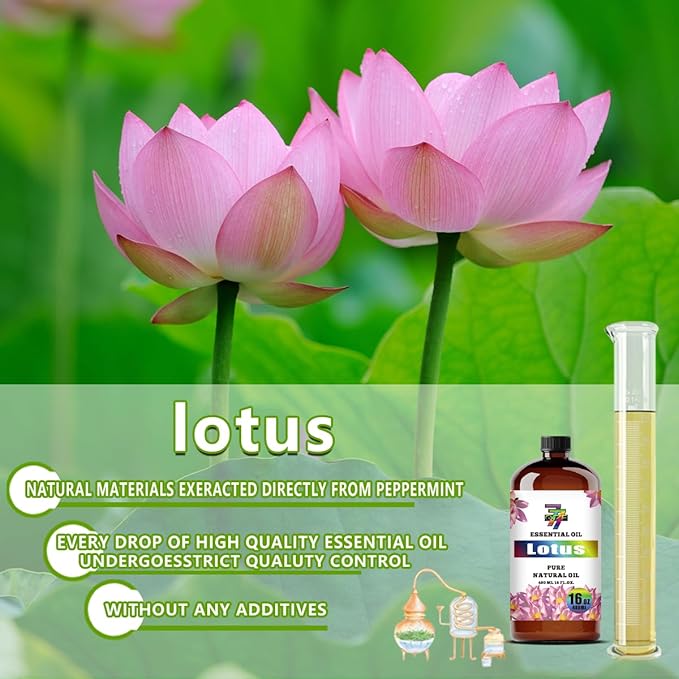 Lotus Essential Oil - Lotus Oils for Diffusers, Humidifiers, DIY Candles, Soap, Cleaning, Home, Office, Yoga, Massage, Gifts - 16 fl oz (480 ml - GV77ZF