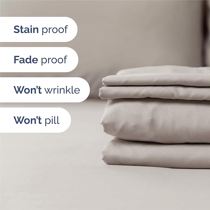Split King 7 Piece Sheet Set - Comfy, Breathable & Cooling - Soft Hotel Luxury Bedding for Women, Men, Kids, Teens & Children - 1 Flat & 2 Fitted Sheets & 4 Pillowcases w/ Deep Pockets - Light Grey