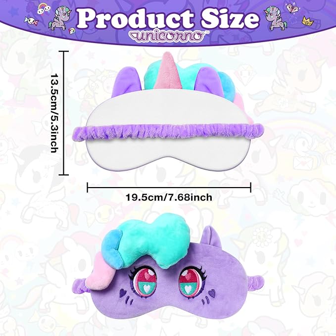 Tokidoki Official Unicorno Sleep Mask Super Soft & Eye Mask for Women Men Washable Blindfold with Adjustable Elastic Strap Blackout Eye Mask for Travel Nap Home Birthday Gift for Family Friend-Lily