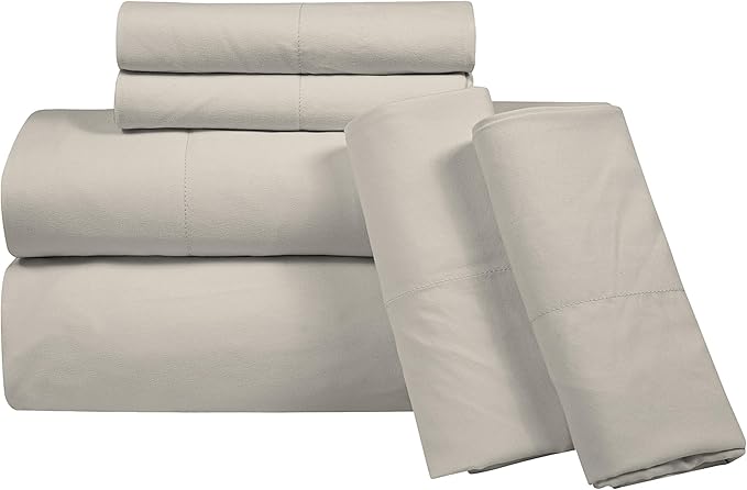 ROYALE LINENS 1500 Thread Count Cooling Sateen Poly/Cotton Sheet Set- 6 Piece King Bed Sheets - 1 Fitted, 1 Flat, 4 Pillow Cases -Soft Cool & Crisp Sheet Set (King, Rainy Day)