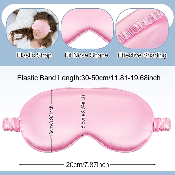 Geyoga 24 Pcs Silk Sleep Masks Soft Satin Eye Masks for Sleeping with Adjustable Elastic Strap Comfortable Blindfold Eyeshade for Men Women Travel Nap Night Sleep(Black, Grey, Navy, Pink)