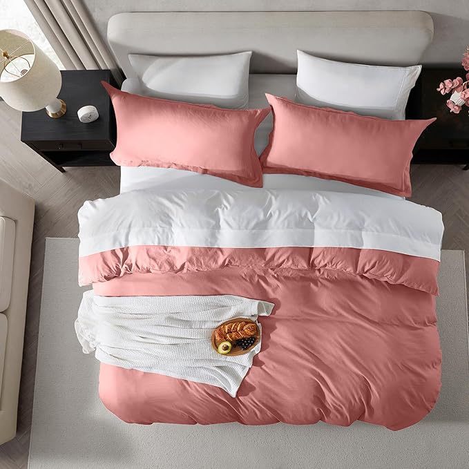 Nestl Twin Duvet Cover Set - Soft Double Brushed Pink Clay Duvet Cover Twin/Twin XL, 2 Piece, with Zipper Closure, 1 Duvet Cover 68x90 inches and 1 Pillow Sham