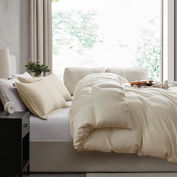 Nestl Twin Duvet Cover Set - Soft Double Brushed Beige Cream Duvet Cover Twin/Twin XL, 2 Piece, with Zipper Closure, 1 Duvet Cover 68x90 inches and 1 Pillow Sham
