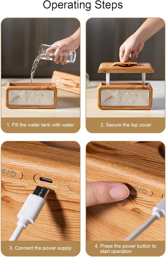 Essential Oil Diffuser, 600ml USB Cool Mist Humidifier with Light, Dual Spray, Aromatherapy Diffuser Home Relaxation Essential Oil for Bedroom Hotel Spa Yoga Room (Dark Wood Grain)