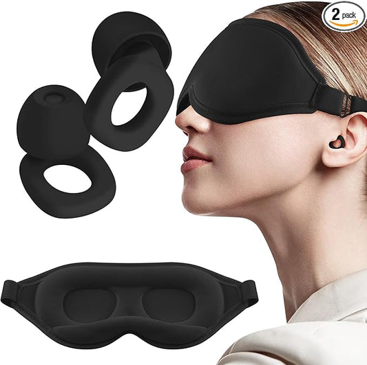 Audree Earplugs-Sleep Eye Mask Set - Noise Reduction Earplugs and Light Blocking Sleep Mask for Peaceful Sleep | Ideal for Sleep,Travel,Napping,Meditation,Shift Work,Red (Black)