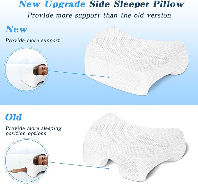 Side Sleeper Pillow with Arm Hole, Shoulder Relief System, Newly Upgrade Arm Pillow for Neck and Shoulder Pain, Premium Memory Foam, Suitable for Side, Back and Stomach Sleepers - White