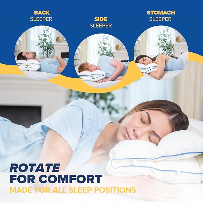 TUMBLE 6-Chamber Adjustable Bed Pillow | Back, Side & Stomach Sleepers | Cooling Cover | Memory Foam & Gel Fiber Fill | Customize Your Comfort | CertiPUR/Oeko-Tex | Standard Queen 2 Pack
