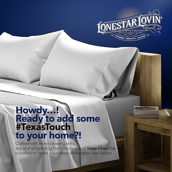 TEXAS LINEN CO. Luxury Egyptian Cotton King Silver Pillow Cases Set of 2-1000 Series Lonestar Lovin' Collection Pillowcases for Sleeping, Cooling Pillow Cover, Extra Long Staple Hotel Pillow Cases