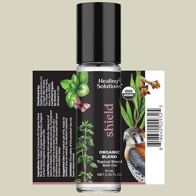 Healing Solutions (2 Pack) Health Shield Essential Oil Roll-On for Skin and Body - Aromatherapy Roller - USDA Organic Certified