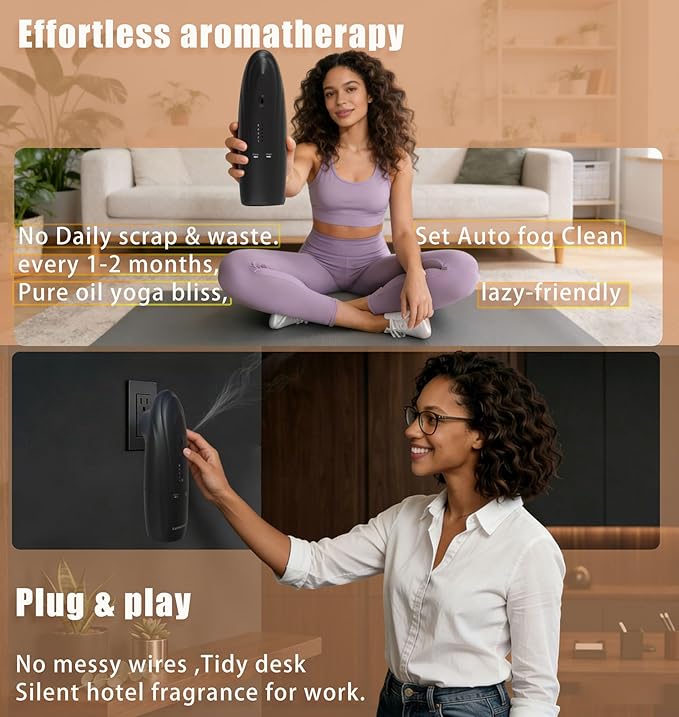 Plug in Waterless Essential Oil Diffuser Smart App & Bluetooth Control Scent Machine Home Fragrance Atomizer, White