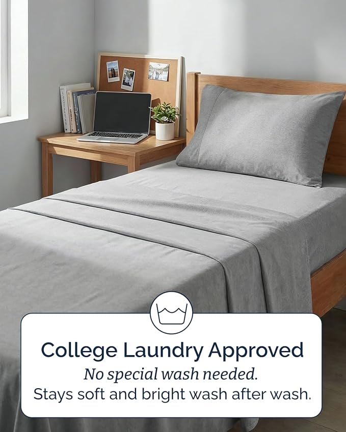 Extra Deep Twin XL Sheet Set - 3 Piece Breathable & Cooling Bed Sheets - Easily Fits 18 to 24 inch Mattress - Soft, Wrinkle & Fade Free w/ Extra Deep Pockets - Hotel Luxury Bedding - Heathered Grey
