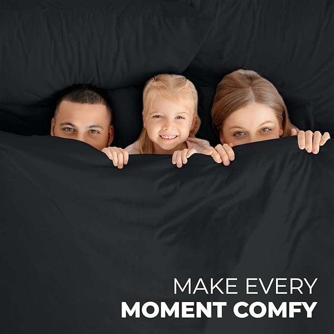 ROYALE LINENS 4 Piece King Sheets Set - Soft Brushed 1800 Microfiber Bedding - 1 Fitted and 1 Flat Sheet, 2 Pillow Cases - Wrinkle Free & Fade Resistant - Hotel Luxury Bed Sheets Set (Black, King)