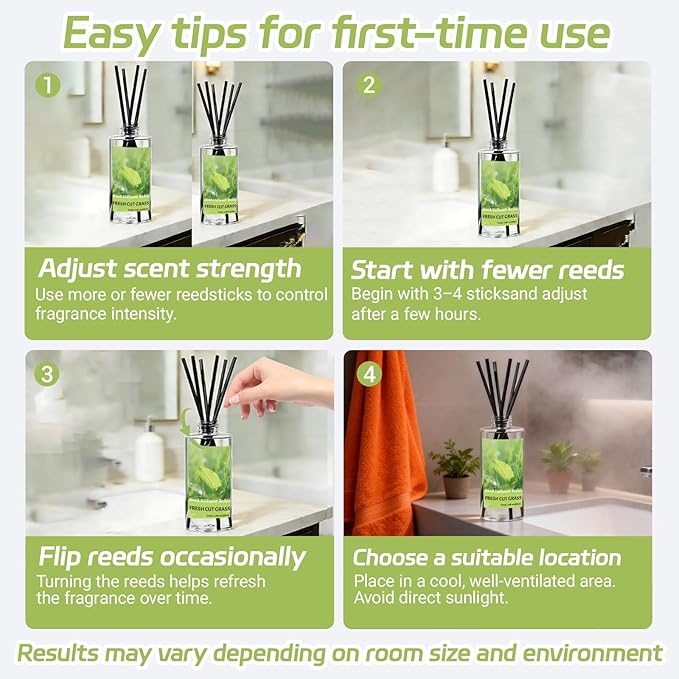 SCENTORINI Reed Diffuser Oil Refill, Fresh Cut Grass Essential Oil 6.76 Fl Oz, Natural Long Lasting Aromatherapy Fragrance Oil for Home Bedroom Bathroom Office Spa Air Freshener Home Decor
