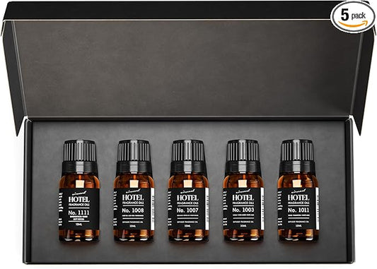 AirScent Hotel Diffuser Oil Gift Set - Inspired by The Most Popular 5-Star Hotel Scents - 10 mL, 0.34 fl oz Fragrance Oil Set - My Way, The Beach Villas and Other Luxury Hotel Scents