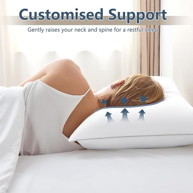 CozyLux Soft Supportive Bed Pillows for Side and Back Sleepers, Oeko-Tex Certified Down Alternative Filling, Hotel Quality Fluffy Sleeping Pillow, White, Queen - 18" x 28", 4 Pack