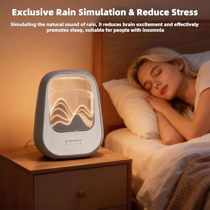 8-in-1 White Noise Sound Machine with Aroma Diffuser, Rain Sound Machine for Sleeping, Stress Relief, White Noise Machine Night Light Timer for Bedroom Office Home Decor, Gray