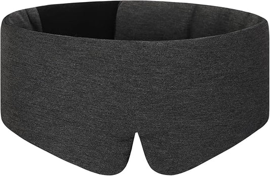 ALASKA BEAR Wraparound Style Organic Cotton Eye Mask with Padded Nose, Big Wide Headband and Large Coverage Ear Muff Sleeping Mask with Bottom Flap for Full Blackout, Dark Grey