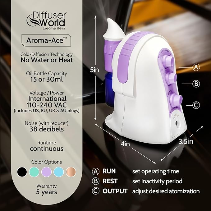1000 Sq Ft Waterless Diffuser for Essential Oils, Made in USA Lavender Waterless Aroma Atomizer for Large Room Fragrance, Air Diffuser for Home Scent Machine, Air Aromatherapy Oil Diffusers