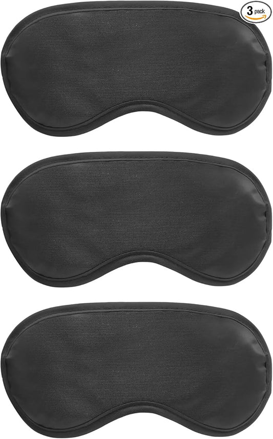 3pcs Comfortable Soft Sleep Eye Masks Shade Cover Lightweight Sleeping Blindfold for Men and Women, Blackout Blindfold for Travel Sleep, Party Game Supplies (Black)