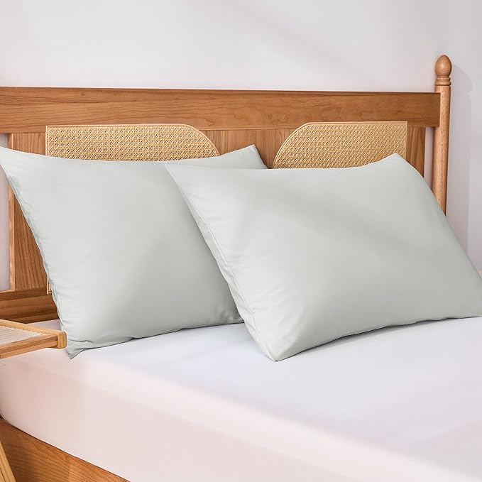 Amazon Basics Cooling Pillow Cases for Hot Sleepers, Soft Pillow Covers, Silky Smooth on Hair and Skin, High Elastic and Envelope Closure for Snug Fit, 20" x 30", Queen, Gray, Pack of 2