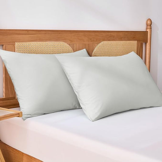 Amazon Basics Cooling Pillow Cases for Hot Sleepers, Soft Pillow Covers, Silky Smooth on Hair and Skin, High Elastic and Envelope Closure for Snug Fit, 20" x 36", King, Gray, Pack of 2