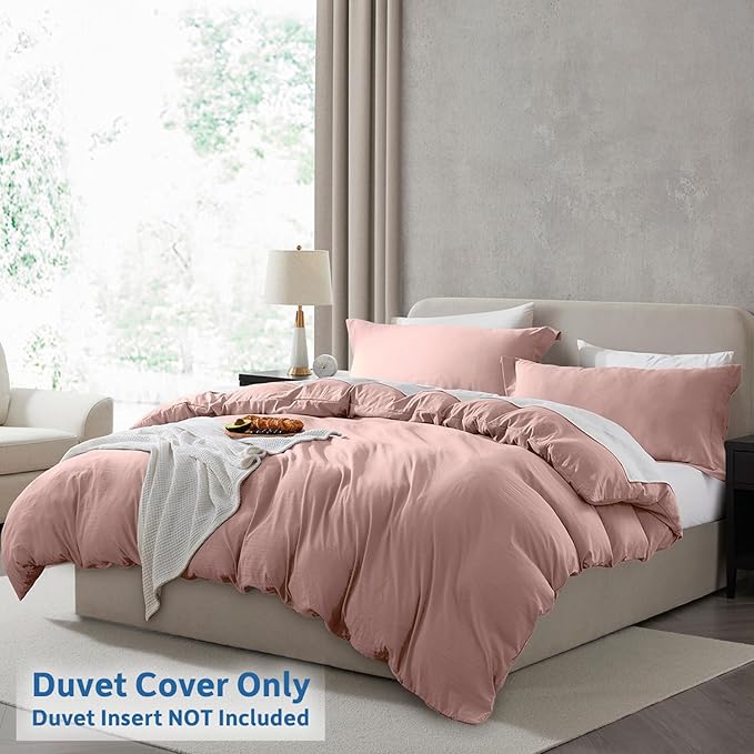 Nestl Twin Duvet Cover Set - Soft Double Brushed Blush Pink Duvet Cover Twin/Twin XL, 2 Piece, with Zipper Closure, 1 Duvet Cover 68x90 inches and 1 Pillow Sham