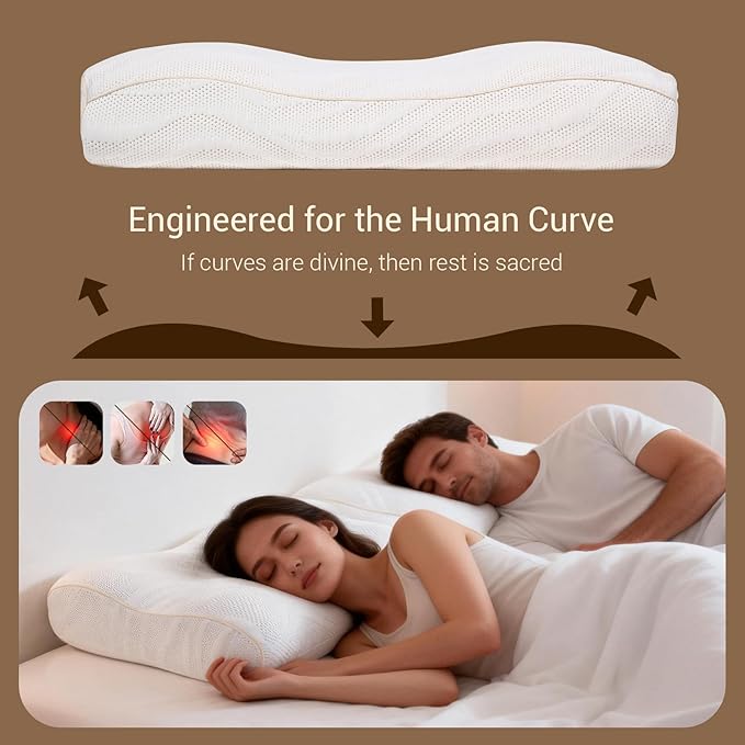 Cervical Memory Foam Pillow for Sleeping, Ergonomic Neck Pain Relief Support for Side, Back, and Stomach Sleepers, Breathable Contoured Design
