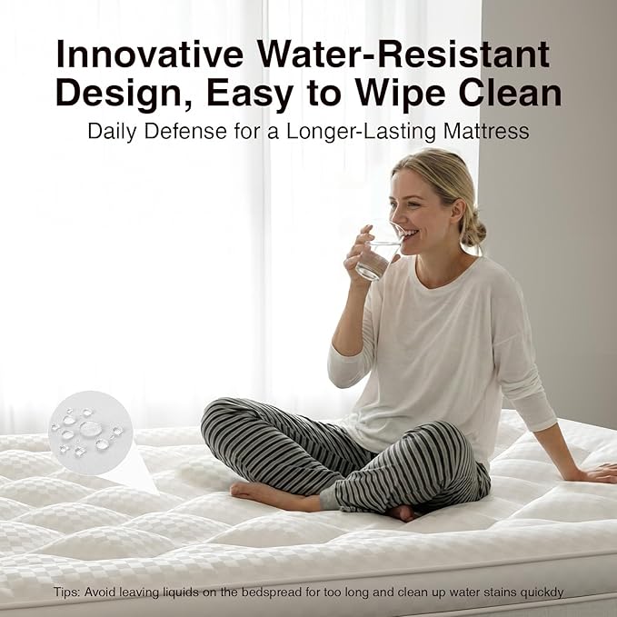 Novilla Full Mattress Topper, Extra Thick Pillow Top Mattress Pad, Down Alternative Fill Breathable Cotton Cover, 8-21" Deep Pocket Soft Bed Topper for Back Pain Relief, Oatmeal